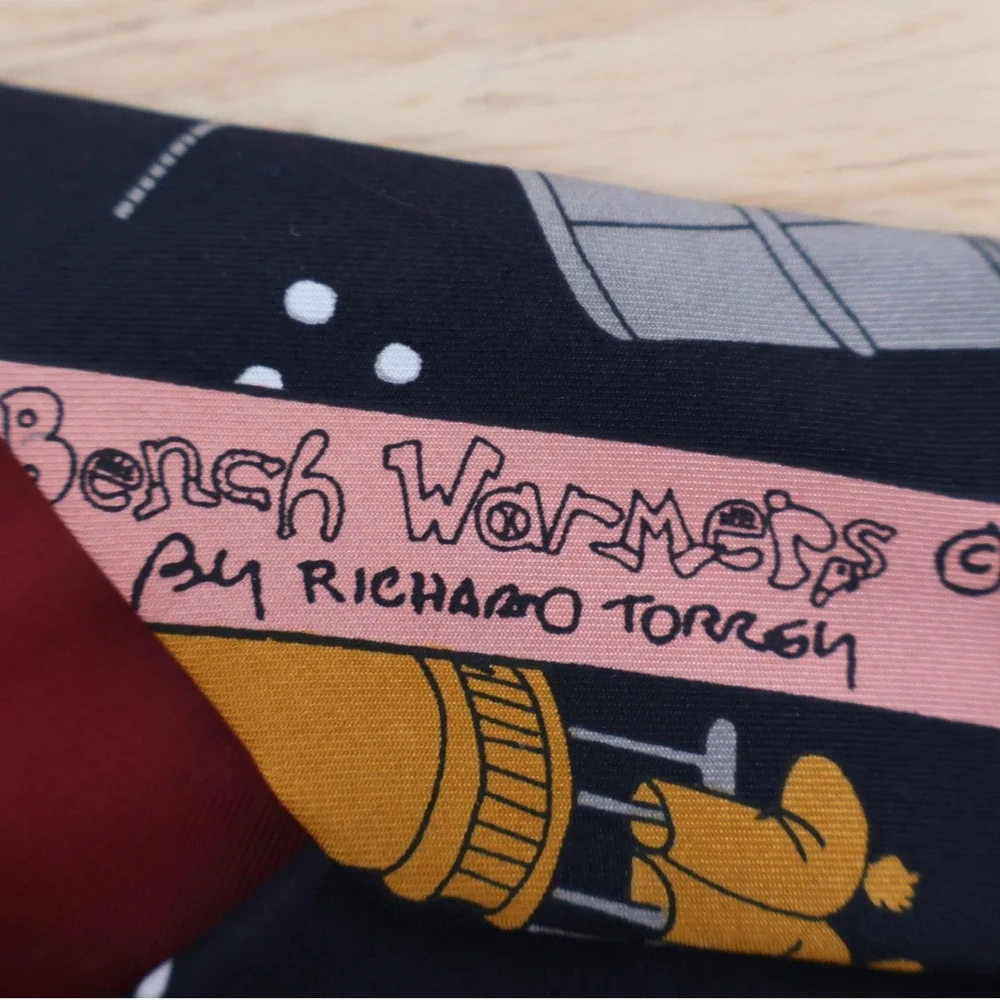 Richard Torrey Bench Warmers Golf Humor Tie Mens Black Novelty Italian Silk USA